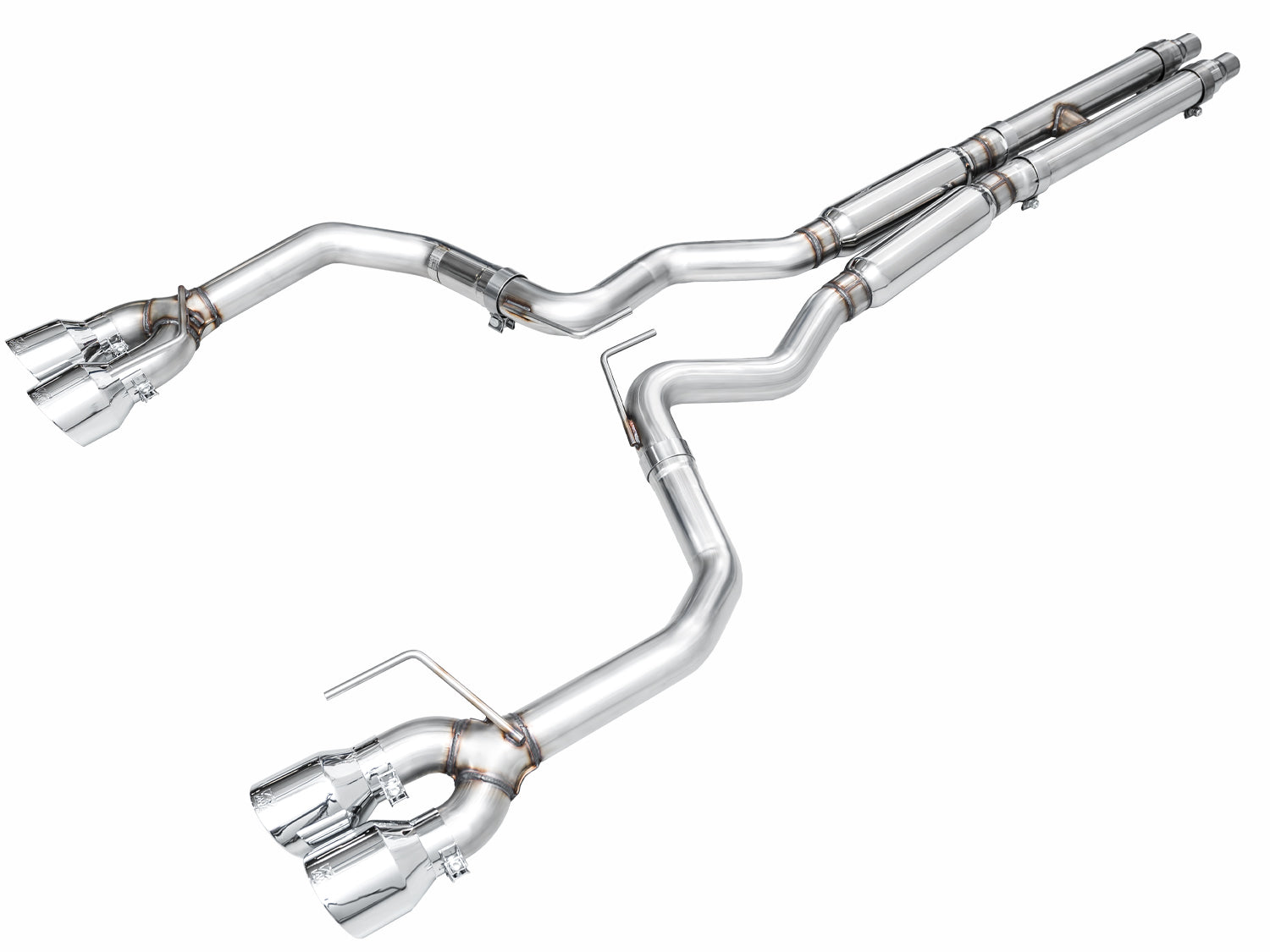 AWE Tuning 3020-42650 AWE Track Edition Exhaust for S650 Mustang GT Coupe - Quad Chrome Silver Tips AWE Tuning 3020-42650