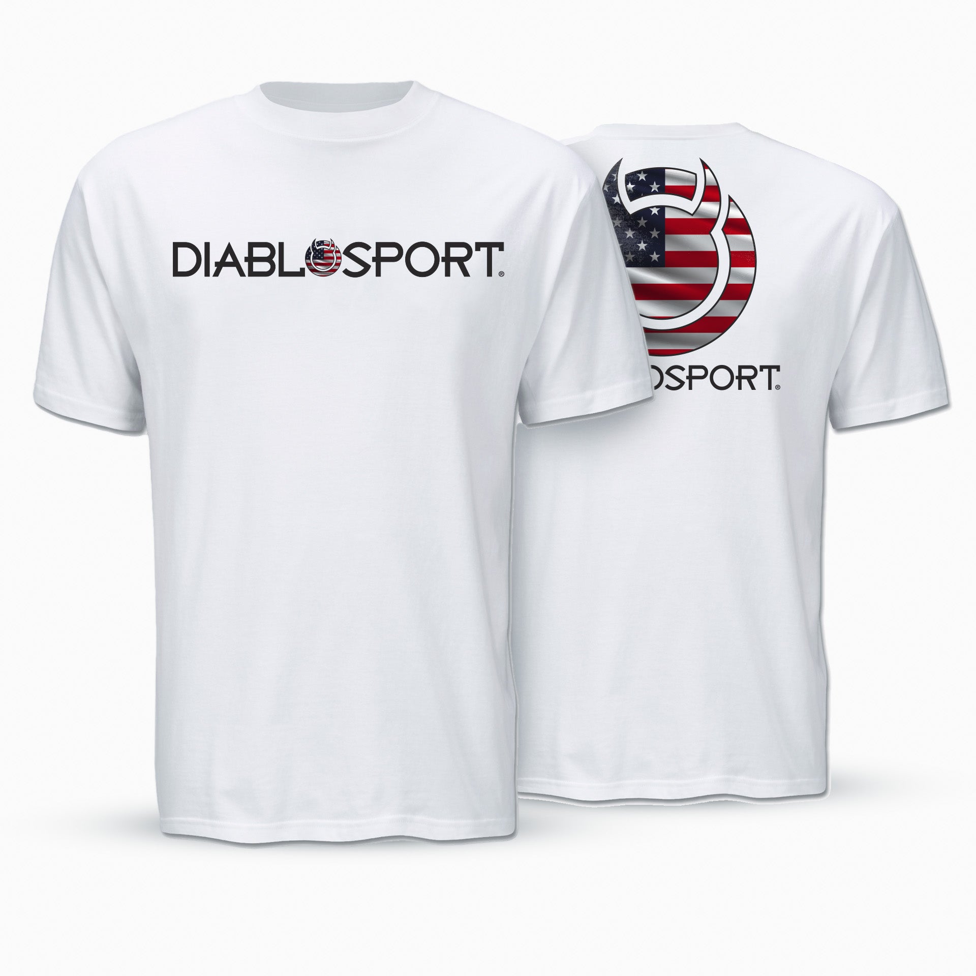 Show your USA pride with our flag themed DiabloSport t-shirt!