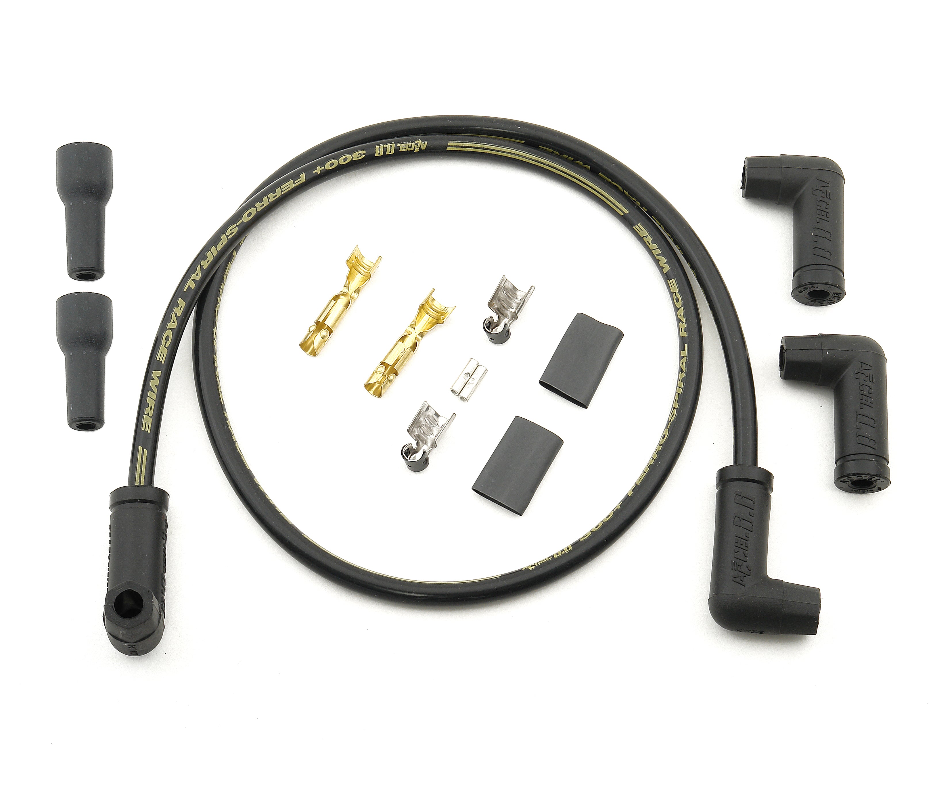 Spark Plug Wires, 300+, Spiral Core, 8.8mm, Black, Pair