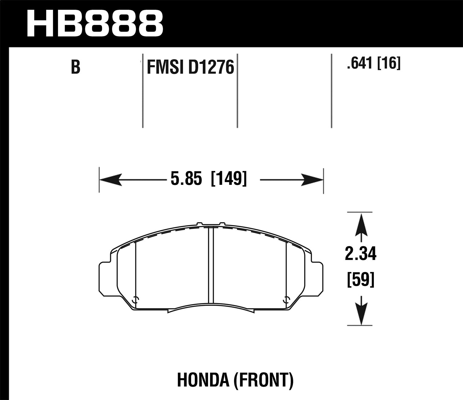 Hawk Performance HB888B.641 HPS 5.0 Disc Brake Pad; 0.641 Thickness; Hawk Performance HB888B.641