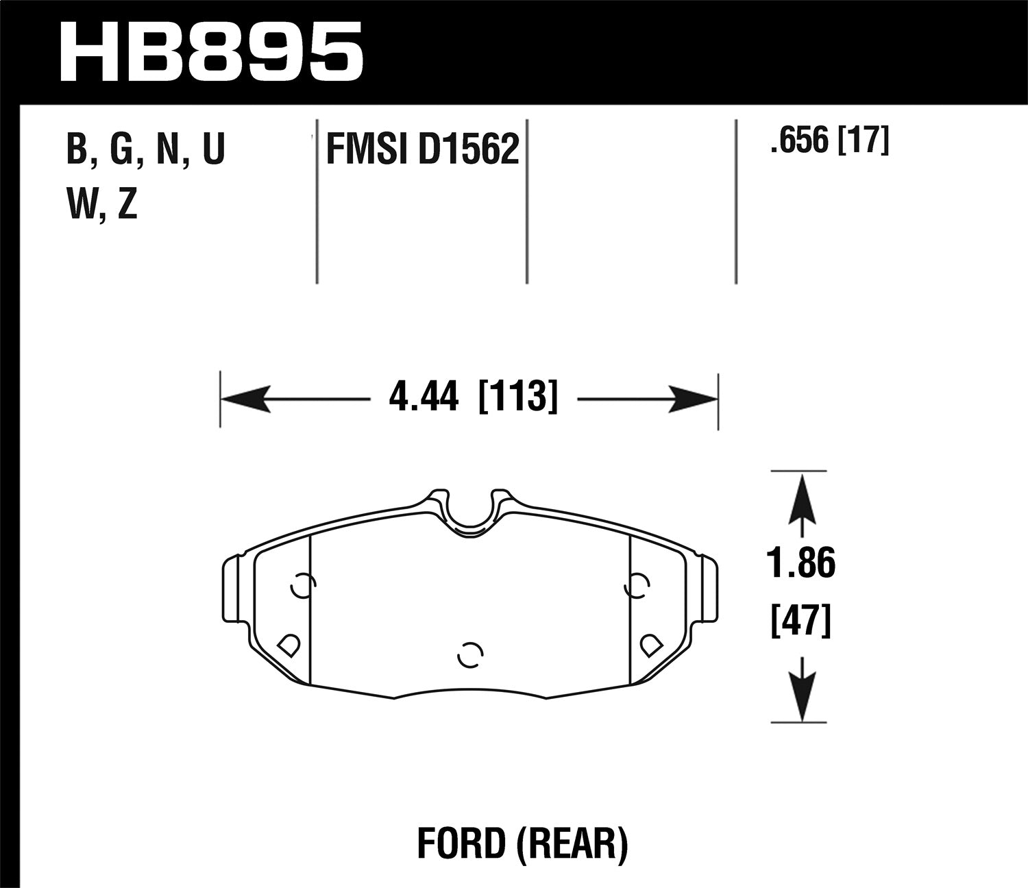 Hawk Performance HB895G.656 DTC-60 Disc Brake Pad; 0.656 Thickness; Hawk Performance HB895G.656