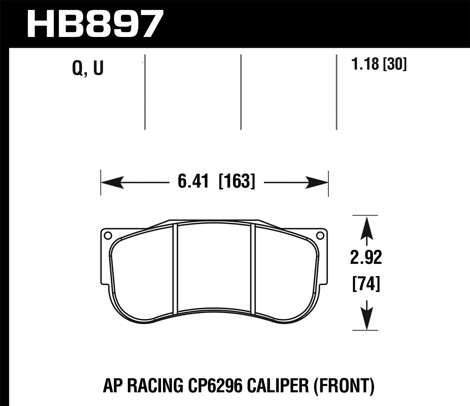 Hawk Performance HB897Q1.18 DTC-80 Disc Brake Pad; 1.18 Thickness; Fits AP Racing CP6269; Hawk Performance HB897Q1.18