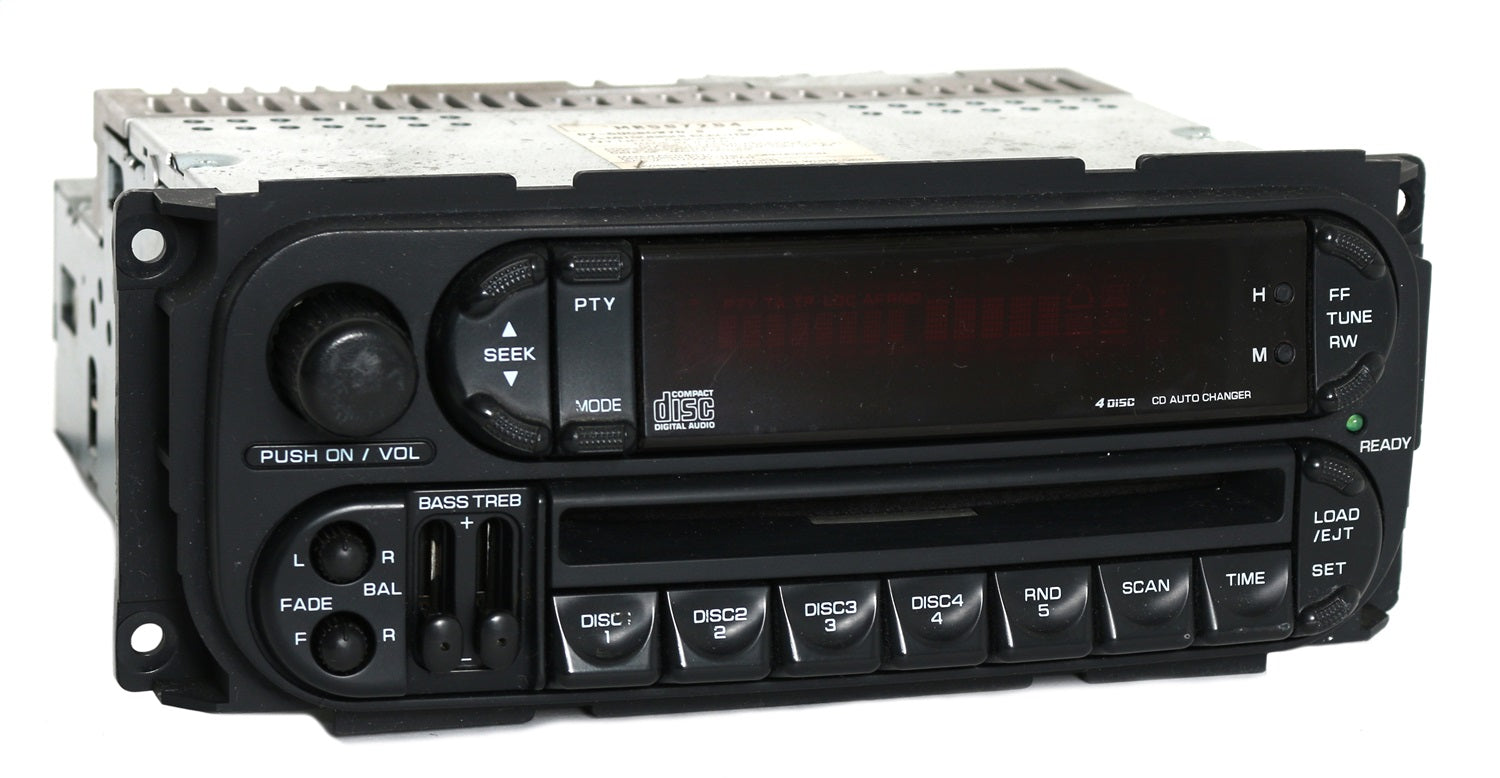 1 Factory Radio 638-57876B-NOA AM FM Radio CD Player; Remanufactured; Black; 4 Disc; OE Part Number: MR587284; 1 Factory Radio 638-57876B-NOA