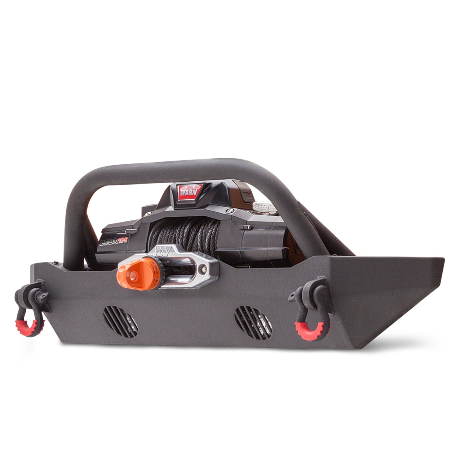 Body Armor JK-19532 HiLine Front Winch Bumper; Mid-Stubby Style; Textured Black Powder Coat; Body Armor JK-19532