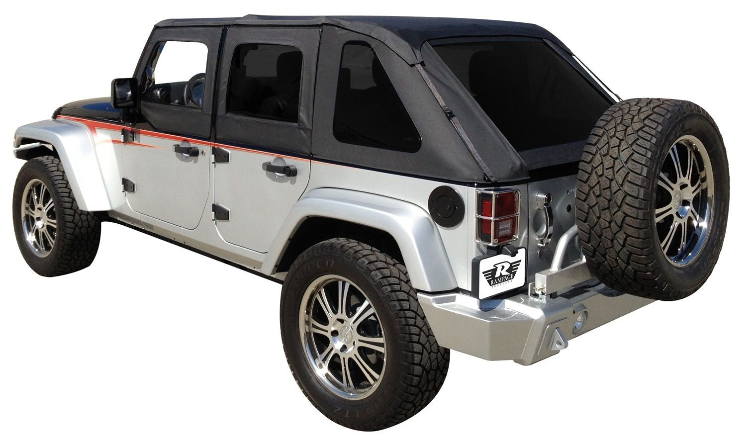 Rampage 109835 Frameless Soft Top Kit Sailcloth; Black Diamond; w/Tinted Windows; Rampage 109835