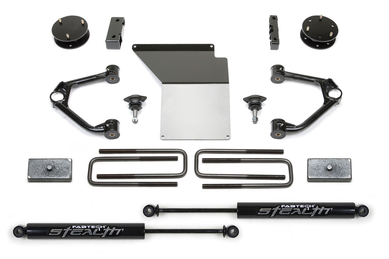 Fabtech K1059M Budget Lift System w/Shock; w/Stealth Monotube Shocks; 4 in. Lift; Fabtech K1059M