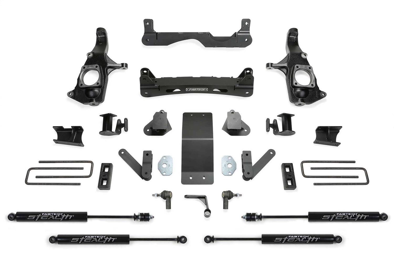 Fabtech K1123M Crossmember Lift System; 4 in. Lift; w/Stealth Shocks; Fabtech K1123M