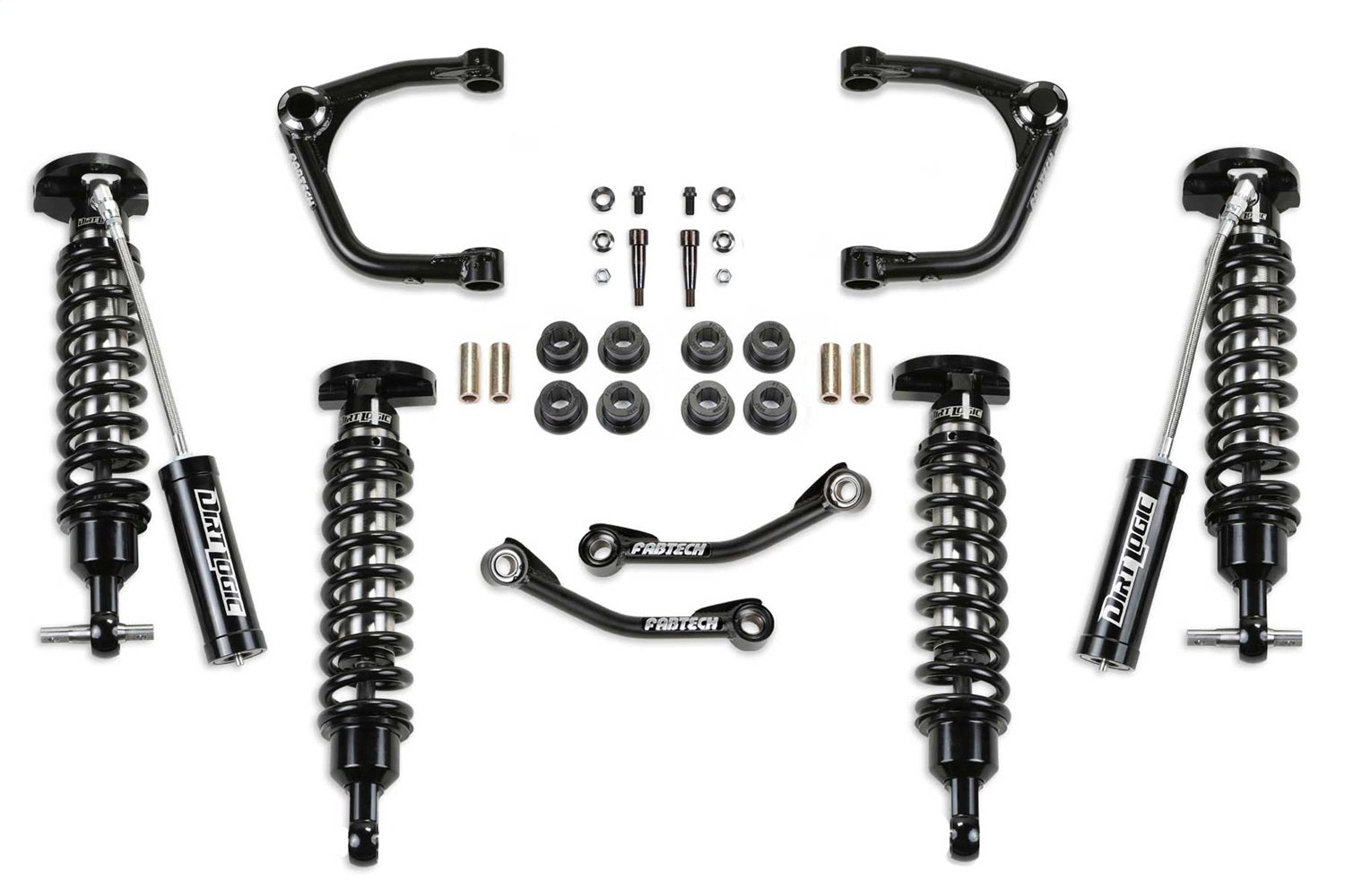Fabtech K1188DL Uniball UCA Lift System w/Shocks; 3 in. Lift; w/Dirt Logic 2.5 Resi Front/Rear; Fabtech K1188DL