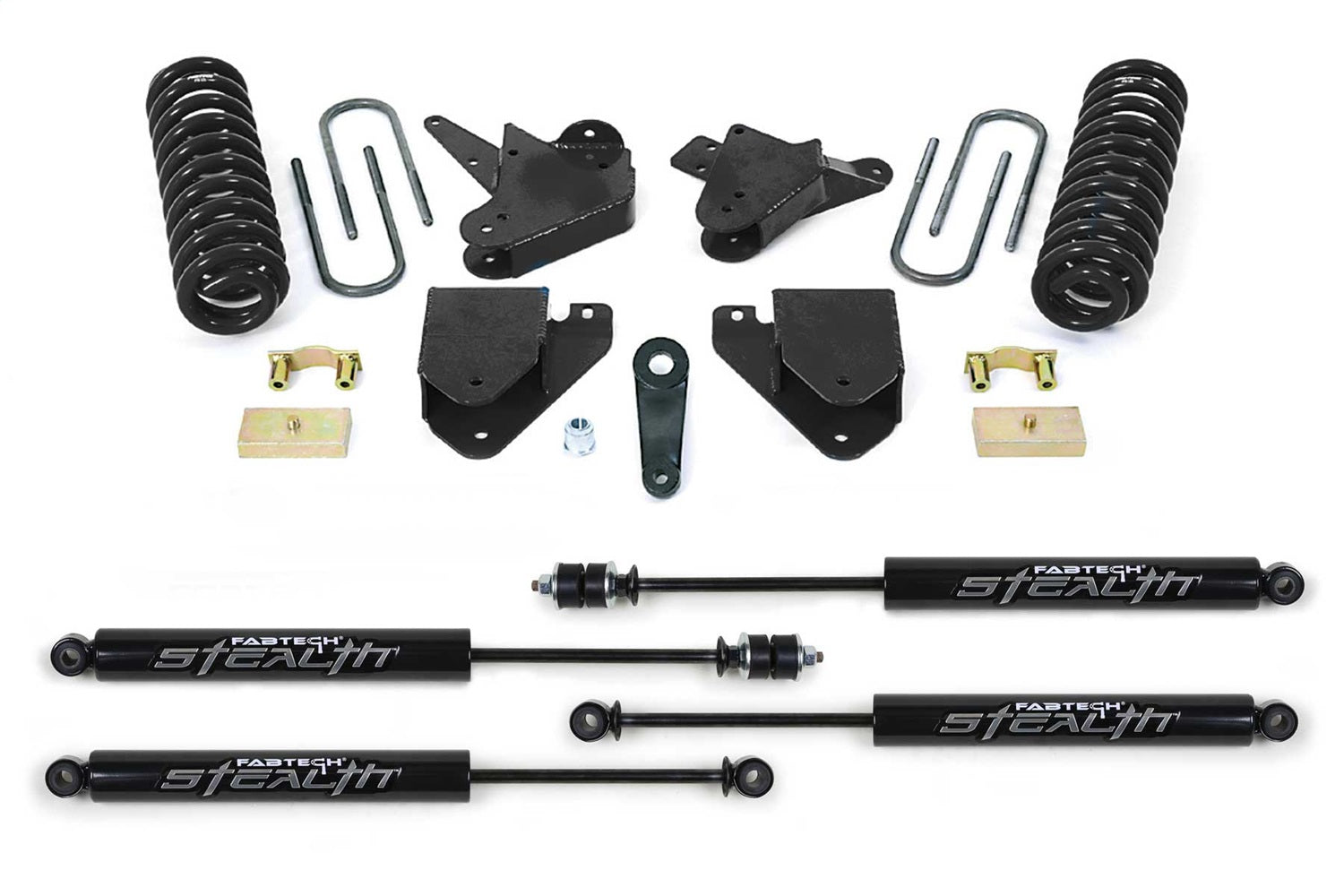Fabtech K2100M Basic Lift System w/Shocks; w/Stealth Monotube Shocks; 6 in. Lift; Fabtech K2100M
