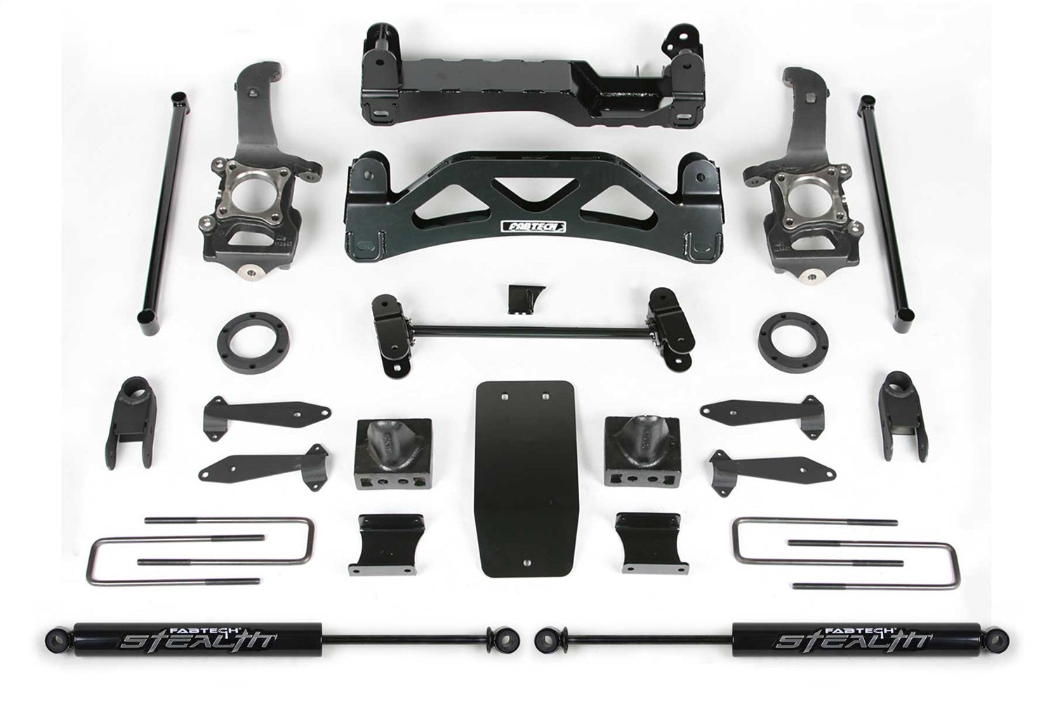Fabtech K2116M Basic Lift System w/Shocks; w/Stealth Monotube Shocks; 6 in. Lift; Fabtech K2116M
