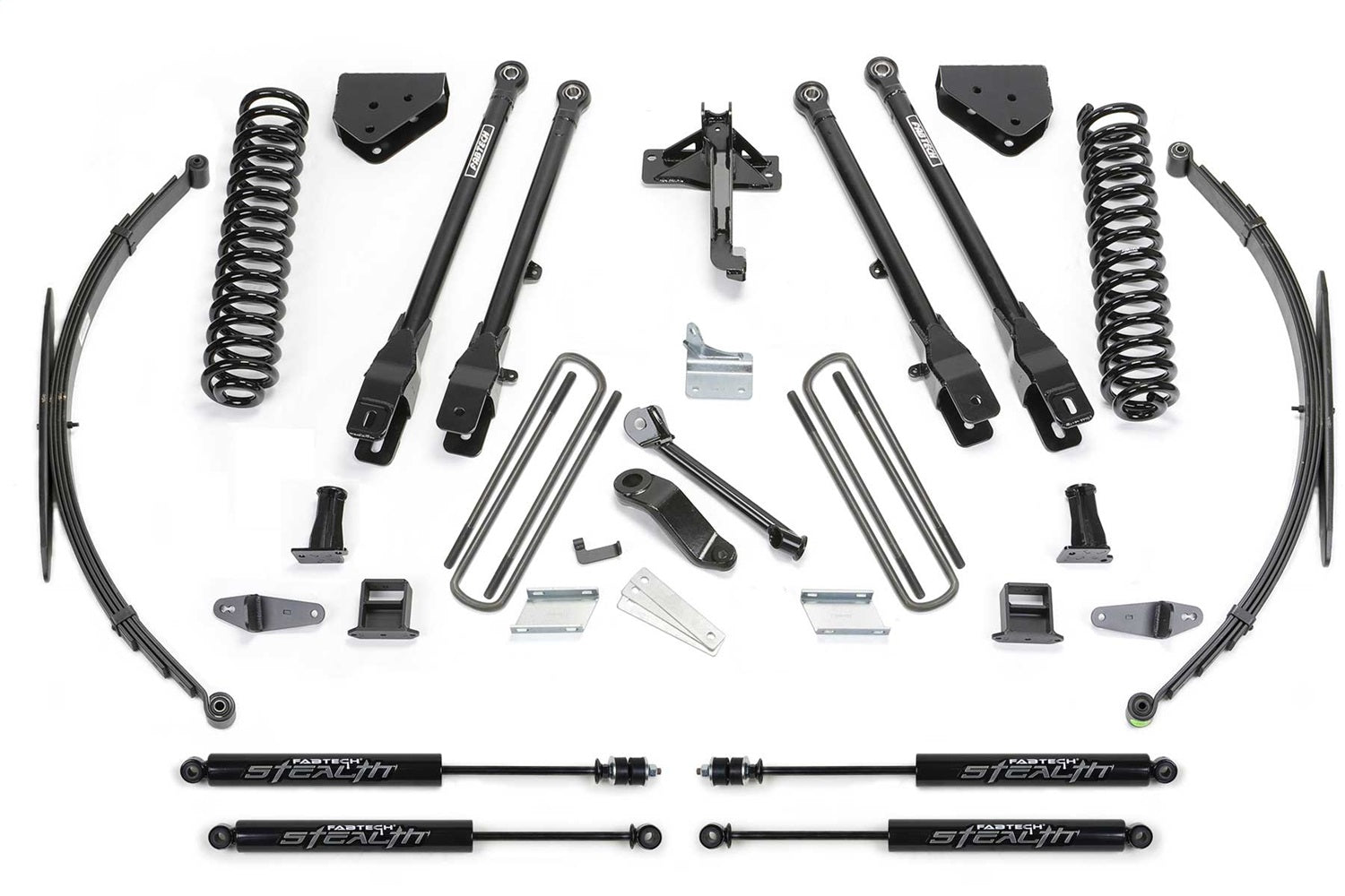Fabtech K2129M 4 Link Lift System; w/Stealth Monotube Shocks; 8 in. Lift; Fabtech K2129M