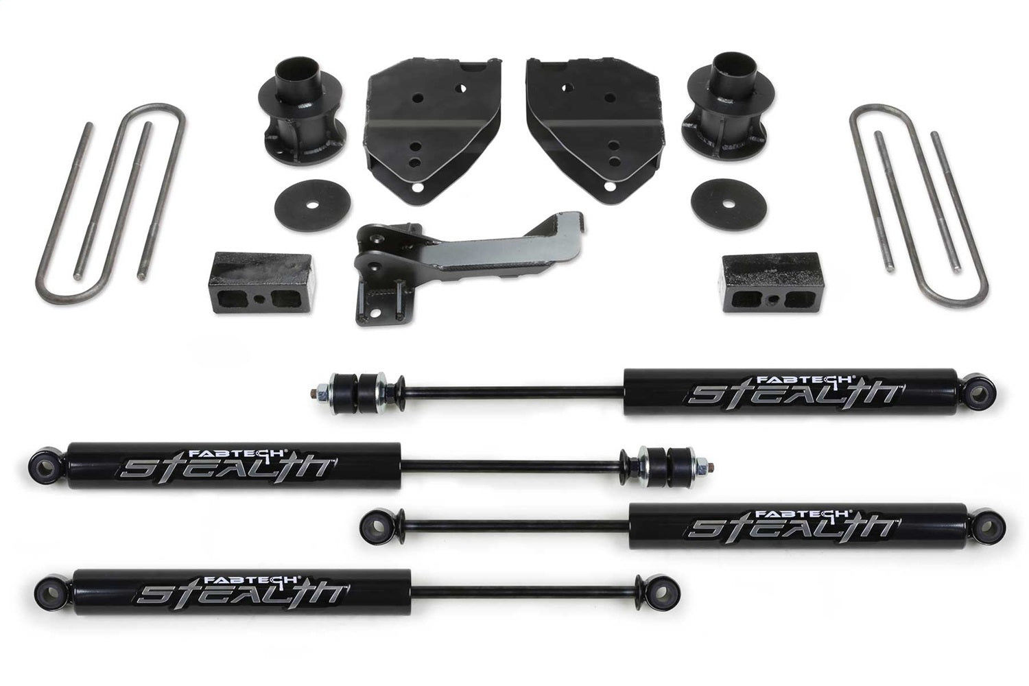 Fabtech K2213M Budget Lift System w/Shock; 4 In. Lift; Incl. Stealth Shocks; Fabtech K2213M