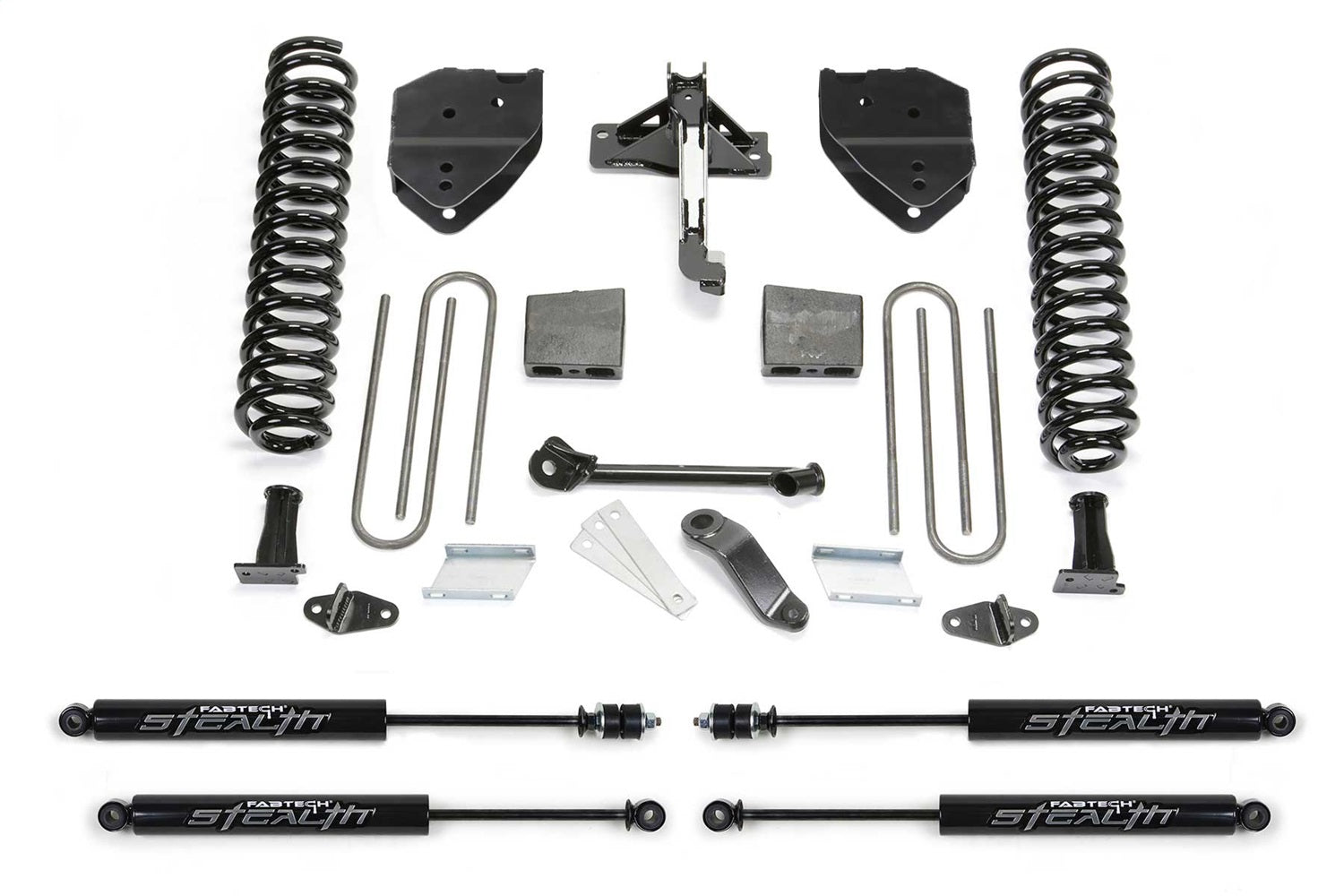 Fabtech K2214M Basic Lift System w/Shocks; 4 In. Lift; Incl. Stealth Shocks; Fabtech K2214M