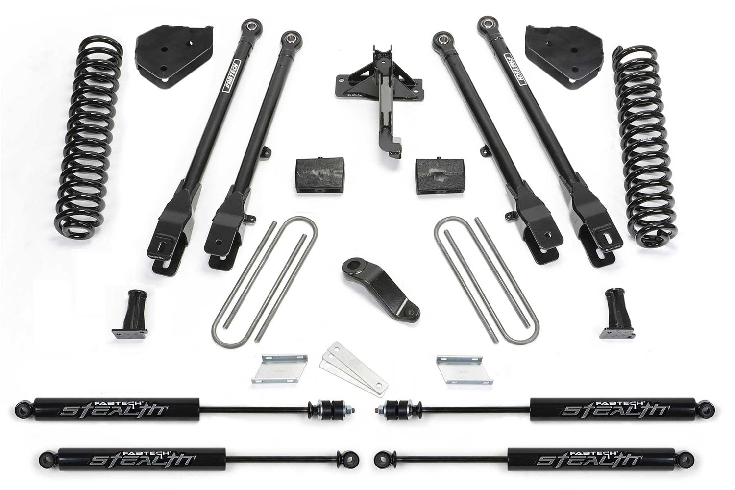 Fabtech K2254M 4 Link Lift System; 4 In. Lift; Incl. Stealth Shocks; Fabtech K2254M