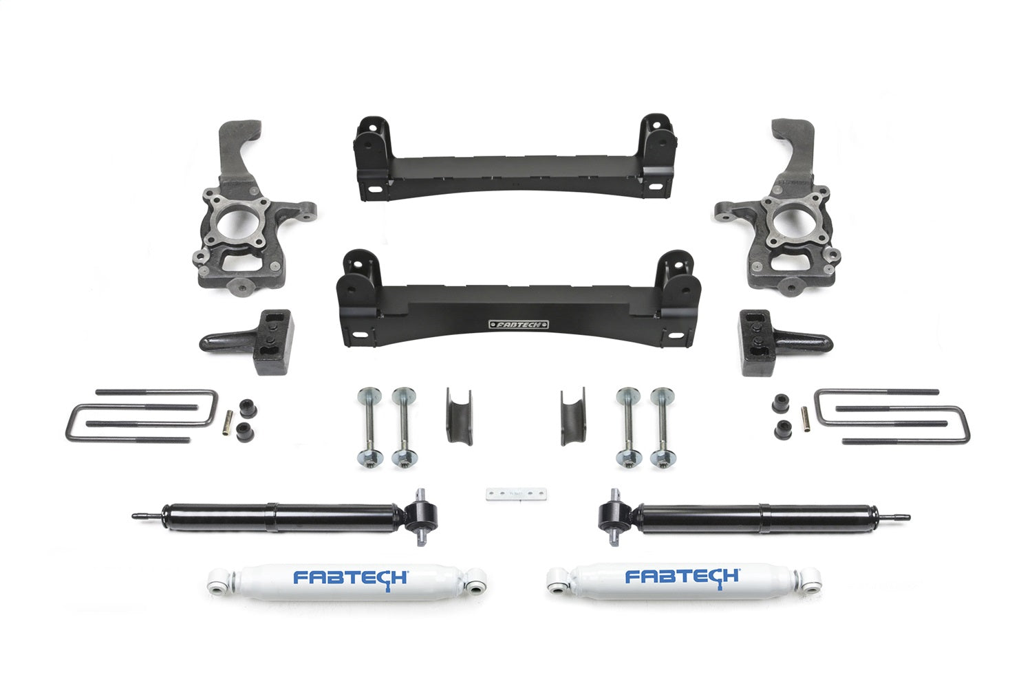 Fabtech K2258 Basic Lift System w/Shocks; Rear; For 4 in. Lift; w/Performance Socks; Fabtech K2258