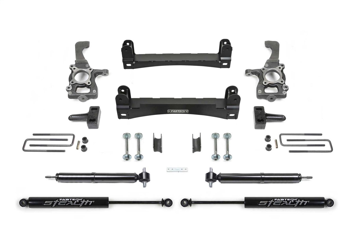 Fabtech K2258M Basic Lift System w/Shocks; Rear; For 4 in. Lift; w/Stealth Socks; Fabtech K2258M