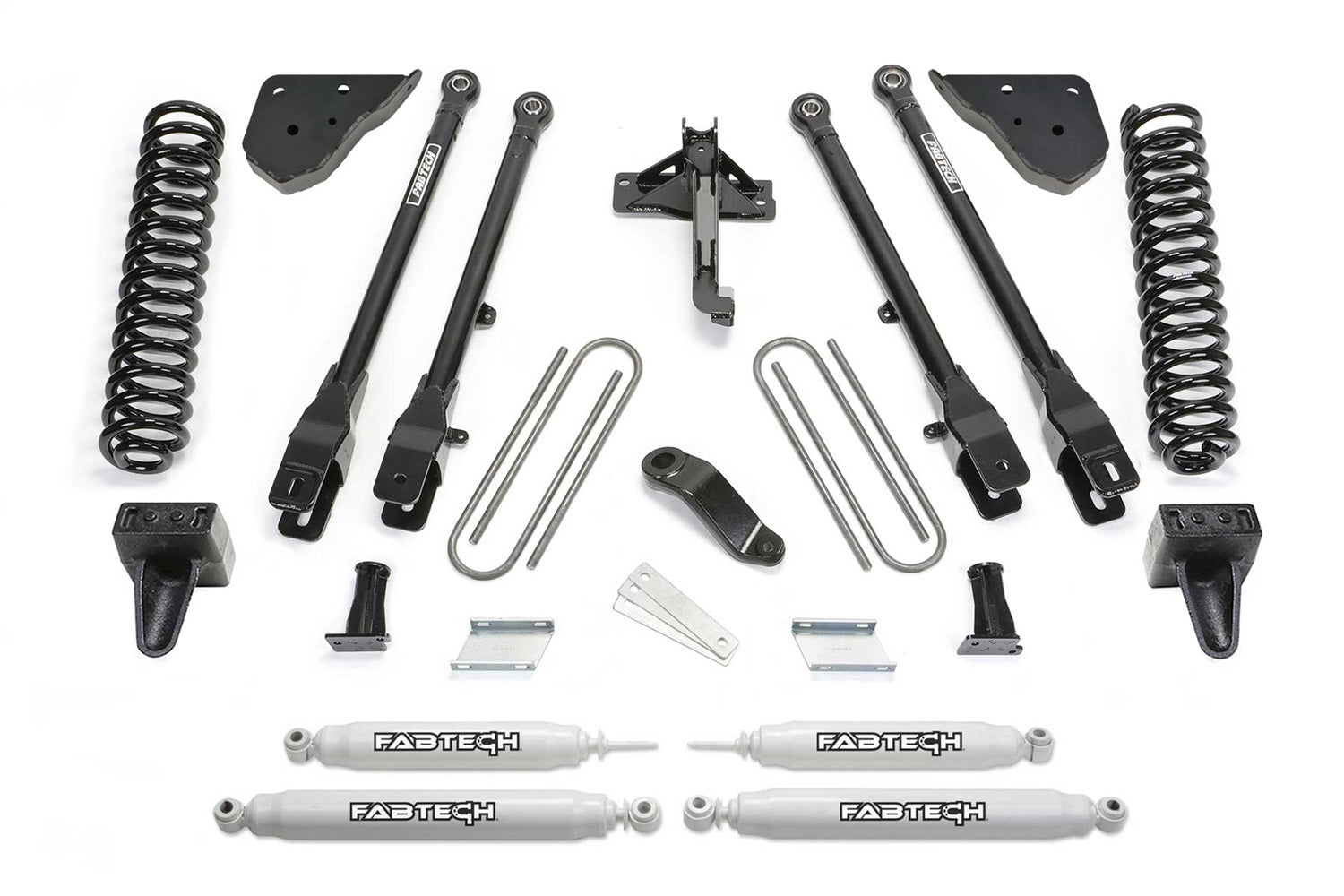 Fabtech K2409 4 Link Lift System; 4 in. Lift; w/Coils And Performance Shocks; Fabtech K2409