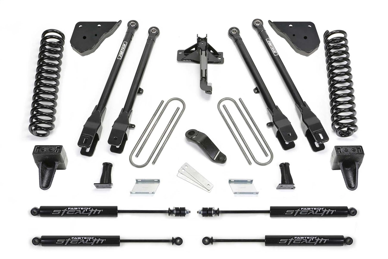 Fabtech K2409M 4 Link Lift System; 4 in. Lift; w/Coils And Stealth Shocks; Fabtech K2409M