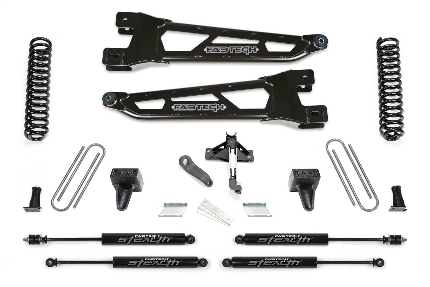 Fabtech K2413M Radius Arm Lift System; 6 in. Lift; w/Coils And Stealth Shocks; Fabtech K2413M