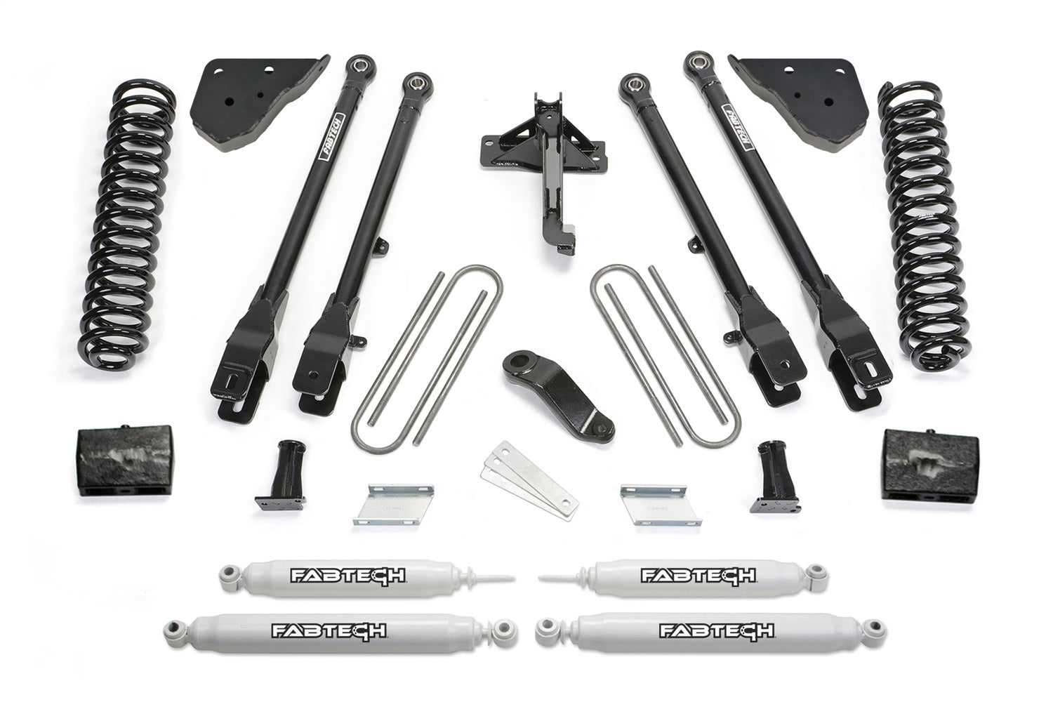 Fabtech K2431 4 Link Lift System; 6 in. Lift Kit; w/Coils; Incl. Performance Shocks; Fabtech K2431