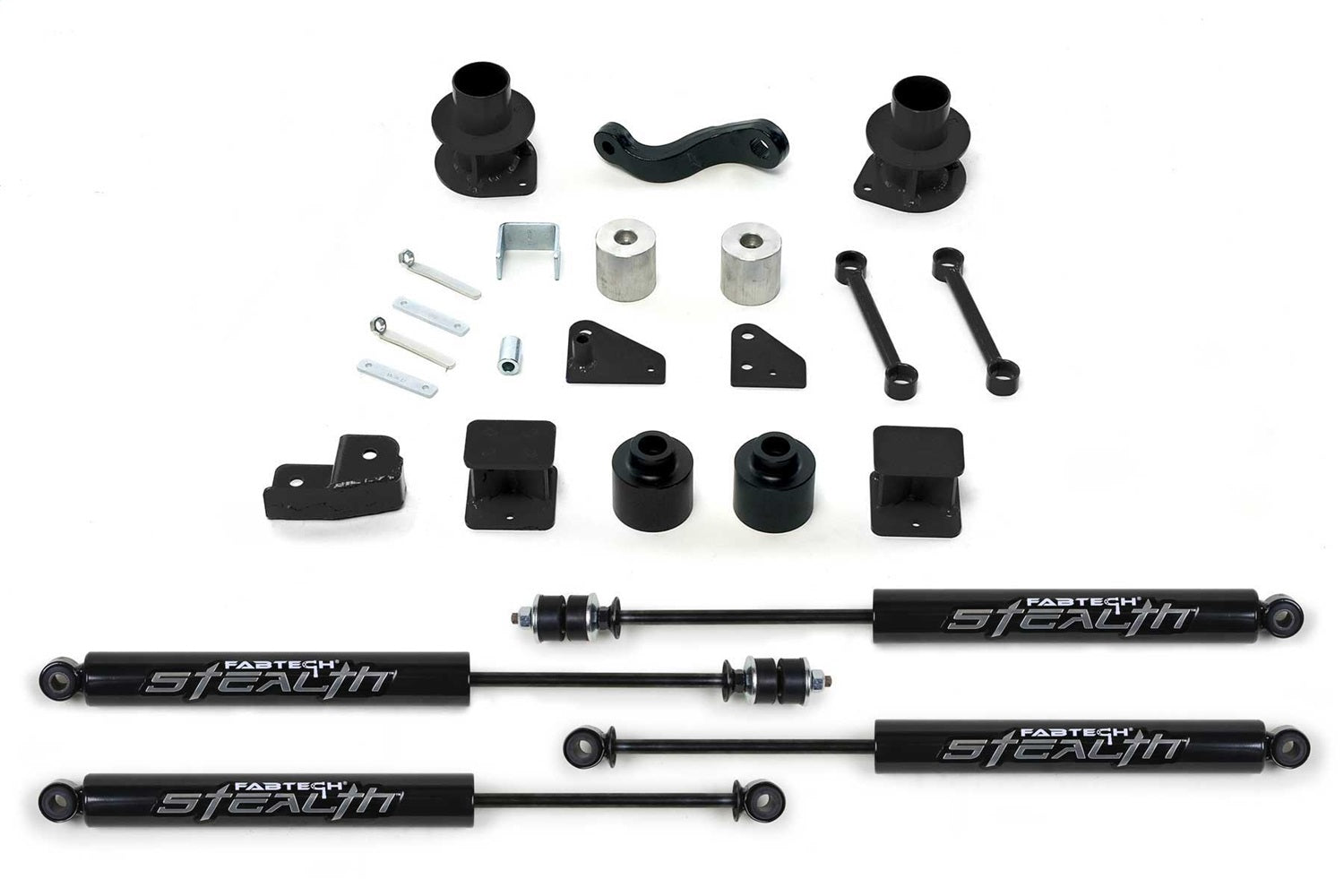 Fabtech K4037M Basic Lift System w/Shocks; 3 in. Lift; w/Stealth Monotube Shocks; Fabtech K4037M