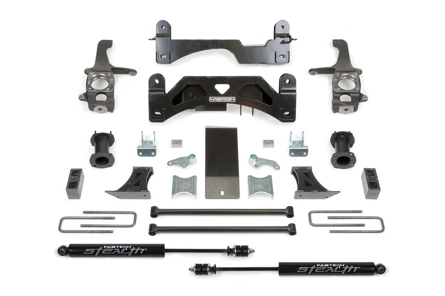 Fabtech K7009M Basic Lift System w/Shocks; w/Stealth Monotube Shocks; 6 in. Lift; Fabtech K7009M
