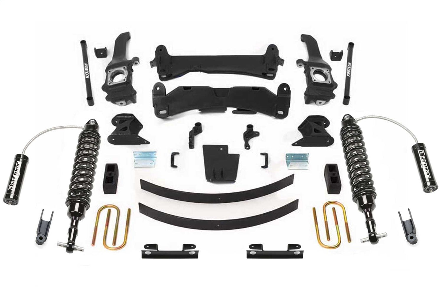 Fabtech K7042DL Performance Lift System; 6 in. Lift; Front Dirt Logic SS 2.5 Coilovers Resi; Fabtech K7042DL