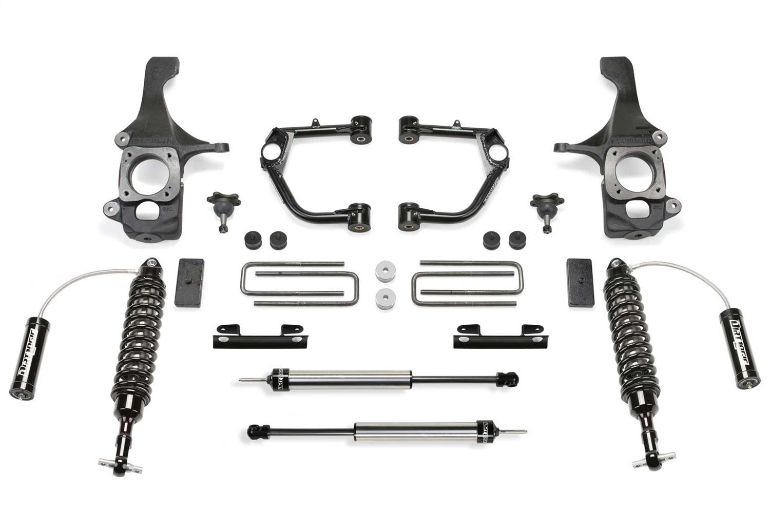 Fabtech K7074DL Uniball UCA Lift System w/Shocks; 2 in. Lift; w/Dirt Logic SS 2.5 Resi Coilover; Fabtech K7074DL