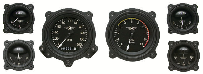 Classic Instruments MA01BLFBZ The Moal Bomber 6 Gauge Package with Bezels Classic Instruments MA01BLFBZ
