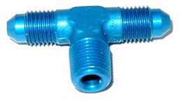Flare to Pipe T Fitting, 3AN - 3AN - 1/8" NPT, Blue