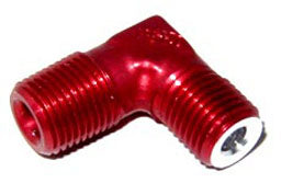 CLEARANCE ITEM / ALL SALES FINAL - Flare Jet Fitting, 3AN - 1/8" NPT, 90°, Red