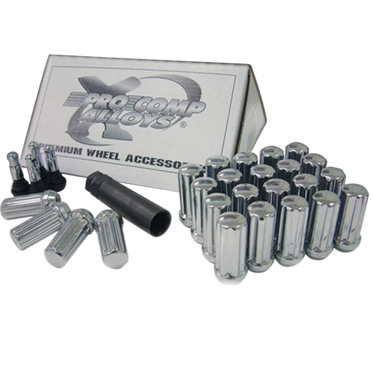 Pro Comp 16143 Lug Nut Kit; 14 x 1.5 HT Spline; 5 Lug Kit; w/Valve Stem; Pro Comp 16143