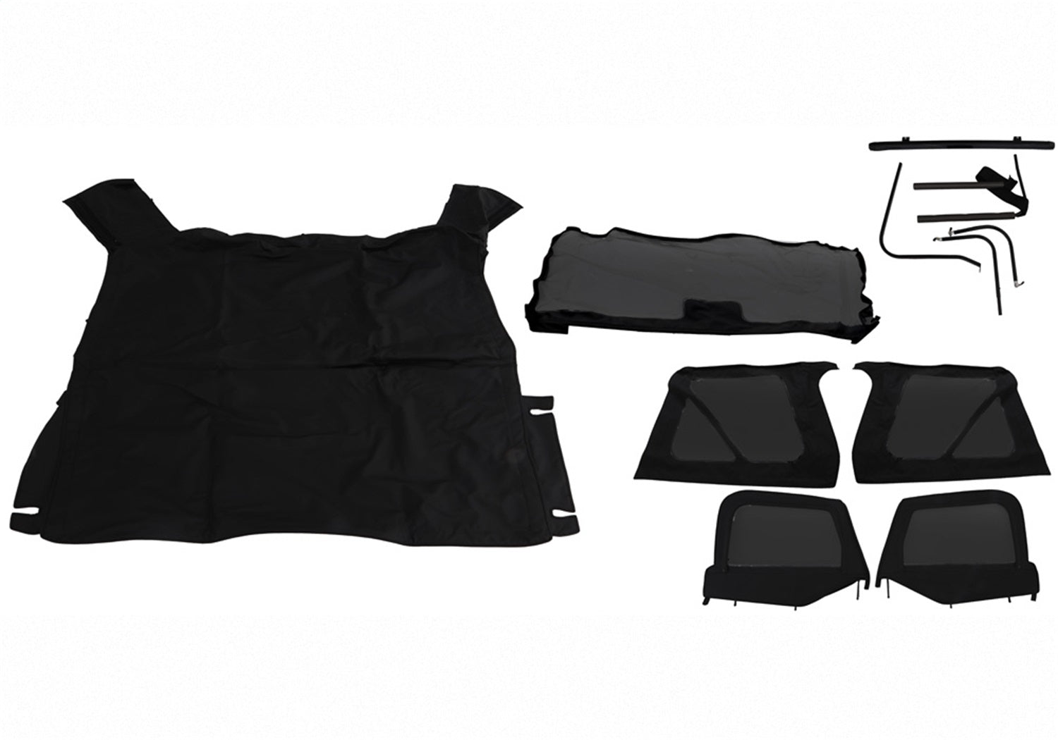 Rampage 68535 Complete Soft Top Kit; w/Soft Uppers Doors w/Tint; Black Diamond; Rampage 68535