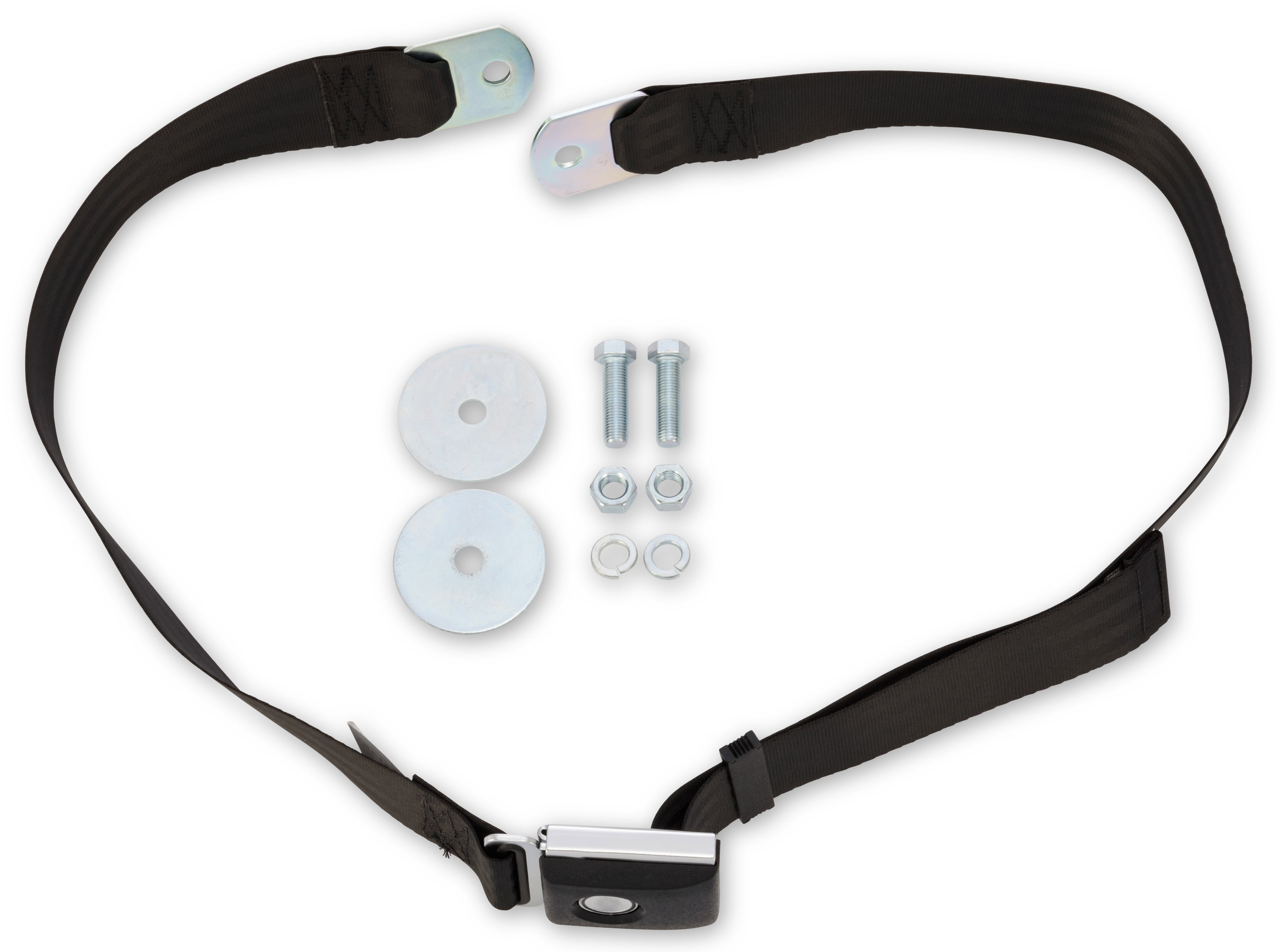 Scott Drake SB-BK-PBSB 1964-1973 Ford Mustang Push Button Seat Belt  Black Scott Drake SB-BK-PBSB