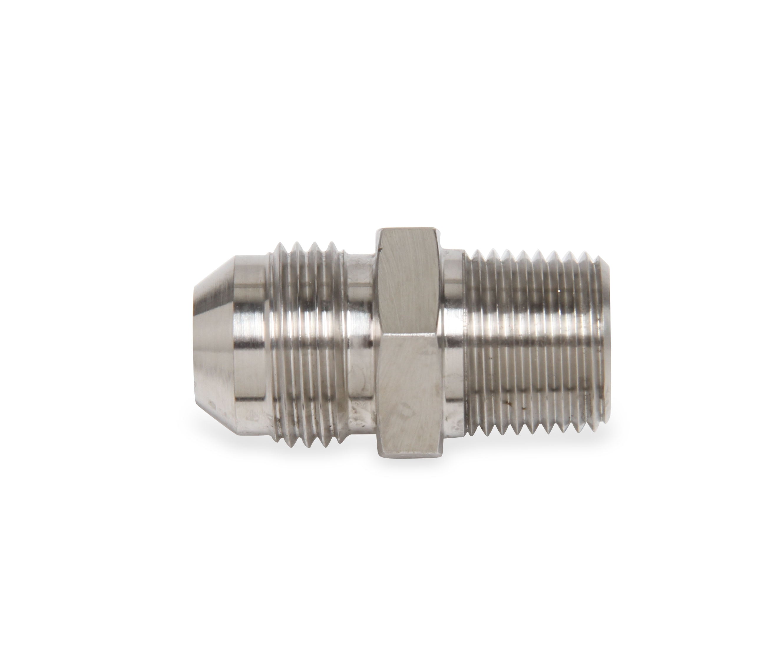 Straight AN -10 Male to 3/8" NPT Male Adapter - Stainless Steel.