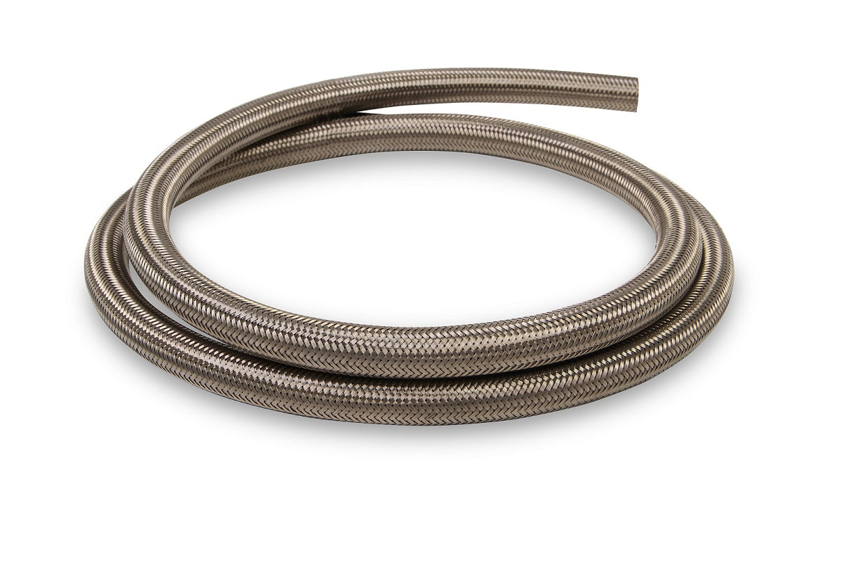 -12 Double-Helix Ribbed PTFE Hose, Stainless Steel Braided, 500 PSI, 6FT
